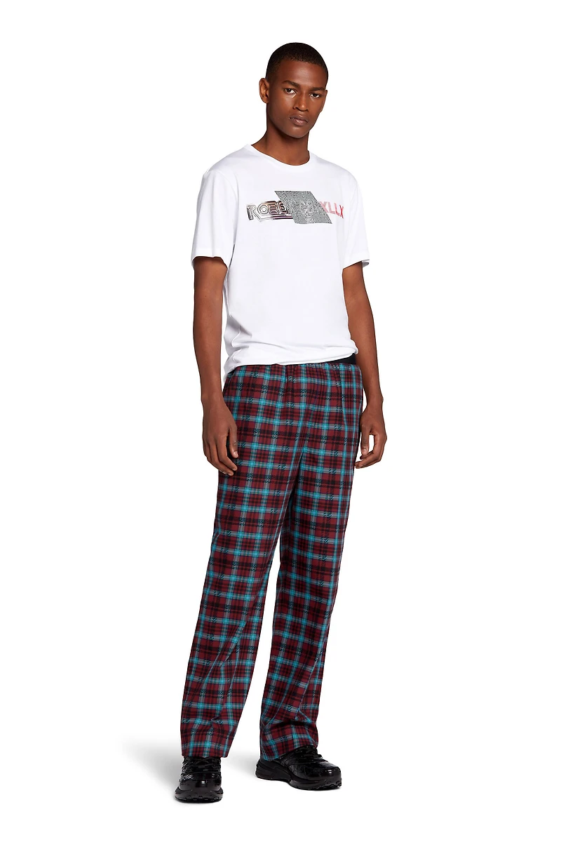 Zebra Tartan-Print Cotton Lounge Trousers
