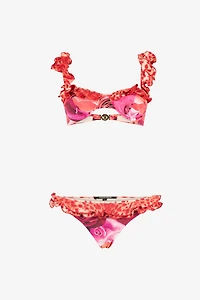 Garden Rose And Cheetah Skin Bikini
