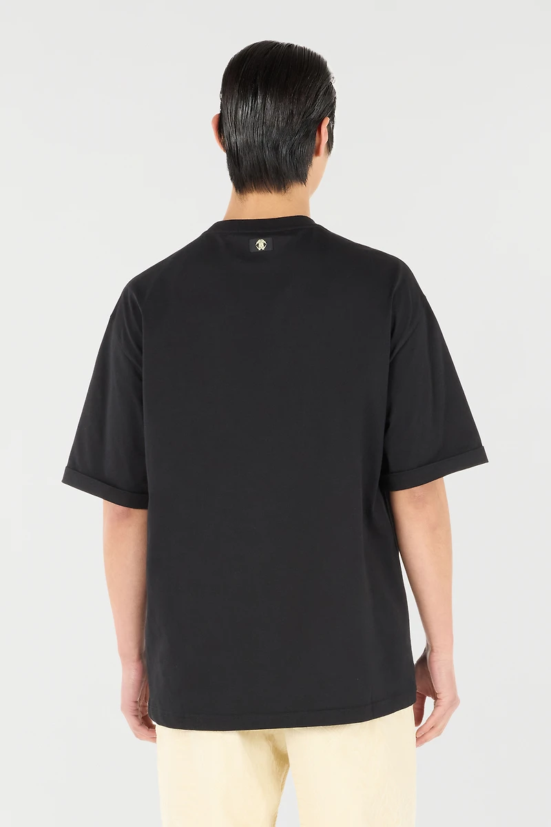 Rose-Print T-Shirt With Logo