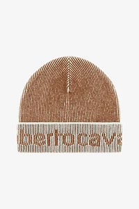 Cotton and Wool Blend Beanie with Logo