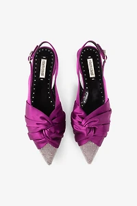 Knot-detail crystal-embellished ballerina shoes