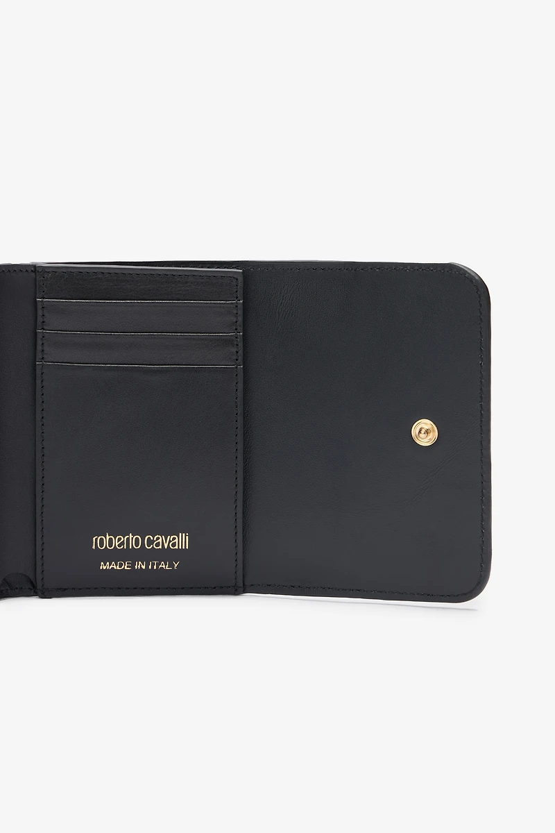 Small wallet in printed leather with logo