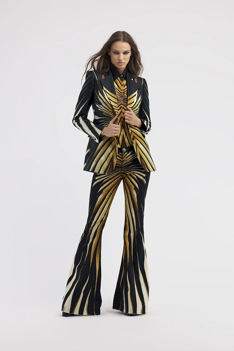 Ray Of Gold Print Silk Jacket
