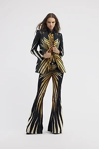 Ray Of Gold Print Silk Jacket