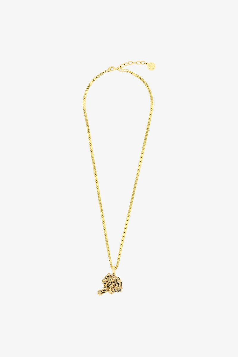 Gold Necklace with Tiger Pendant