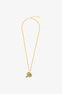Gold Necklace with Tiger Pendant
