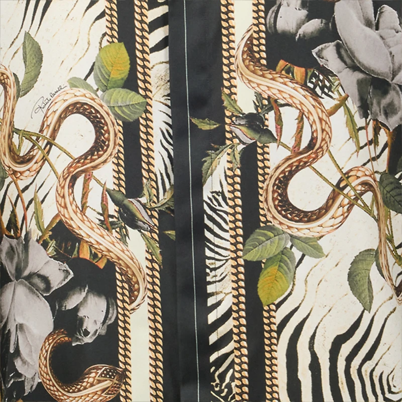 Zebra And Snake Print Silk Shirt