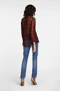 Just Cavalli Check-Jacquard Pleated Top