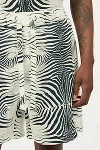 Linen Bermuda Shorts With Mini Zebra Print