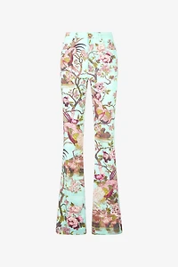 Pants With Oriental Bird Print
