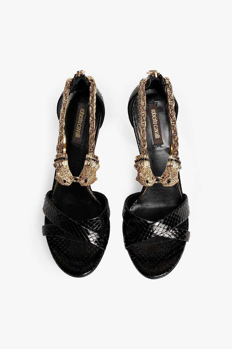 Sandals with jewel panther head