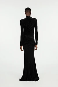 Long Black Dress With Jaguar Skin Pattern