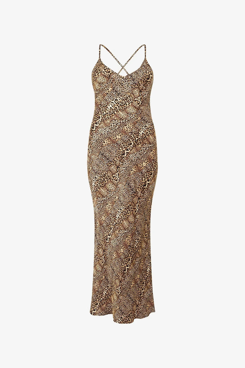 Silk Dress With Jaguar, Cheetah And Leopard Print
