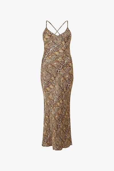 Silk Dress With Jaguar, Cheetah And Leopard Print
