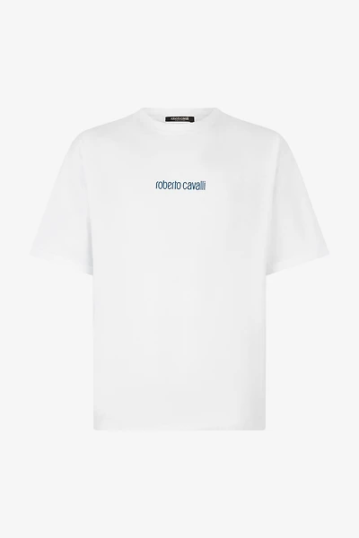 Cotton T-Shirt With Dragon And Logo
