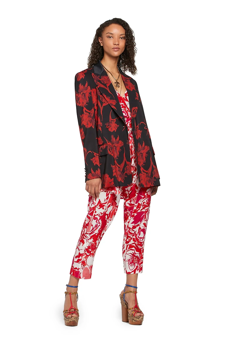 Hydrangea print cropped trousers