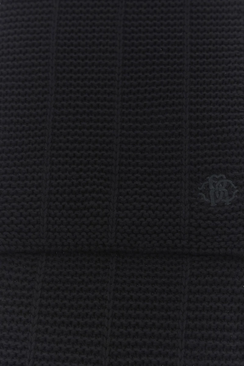 Black Scarf Ribbed Knit Cashmere Blend