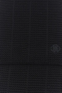 Black Scarf Ribbed Knit Cashmere Blend