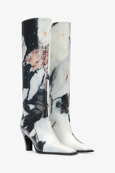 Knee-high boots with Marble print