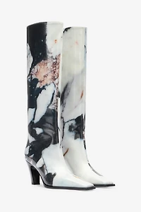Knee-high boots with Marble print