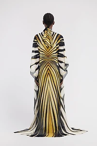 Ray Of Gold Print Silk Maxi Dress