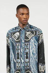 Shirt With Marble Print And Embellishments