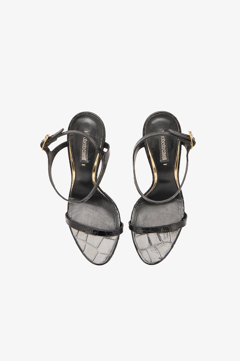 Crocodile-Effect Slingback Sandals