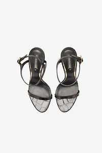 Crocodile-Effect Slingback Sandals