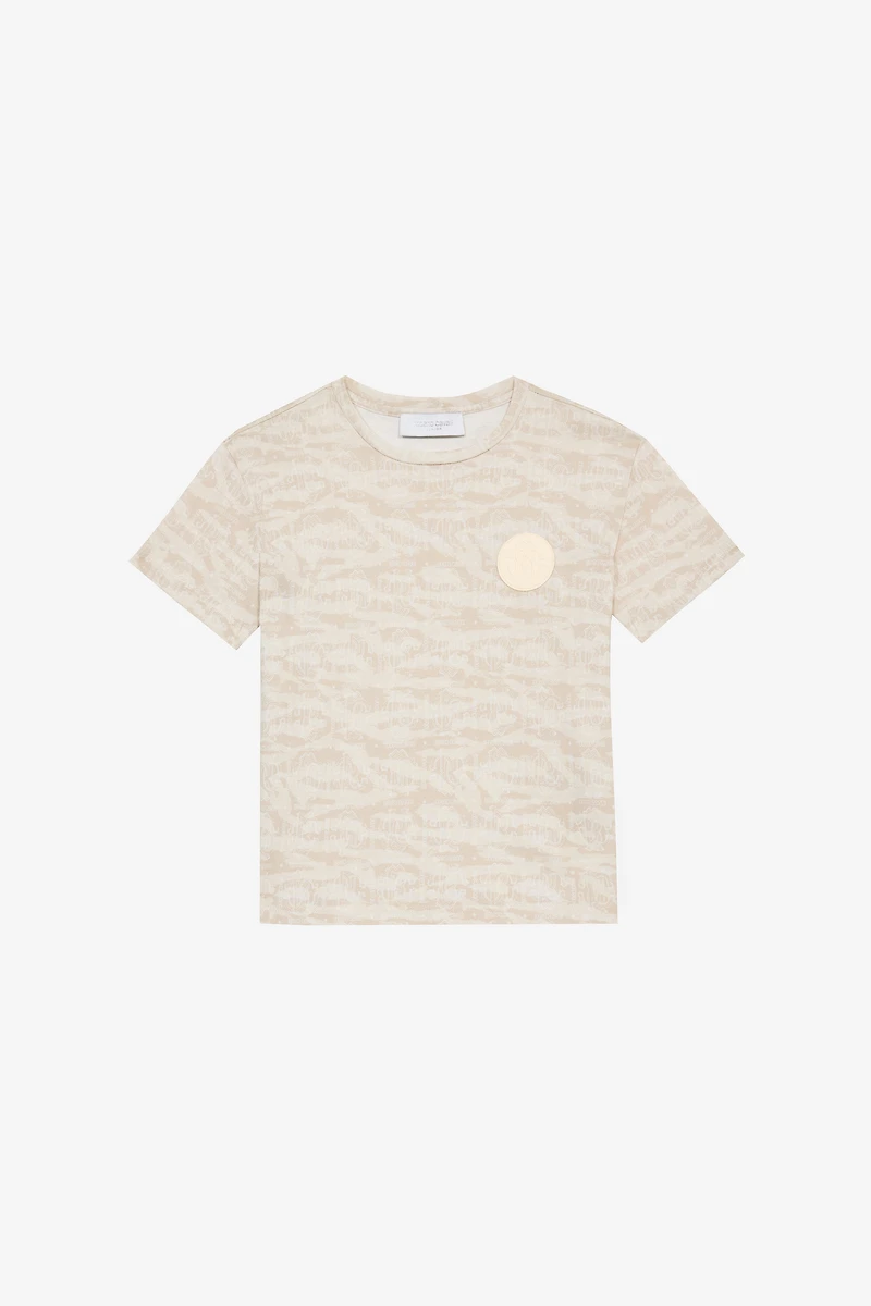 T-Shirt With Tiger Skin Print And Patch