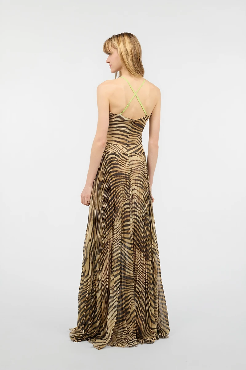 Extra-Long Dress With Tiger Skin Print
