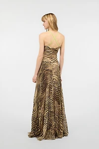 Extra-Long Dress With Tiger Skin Print