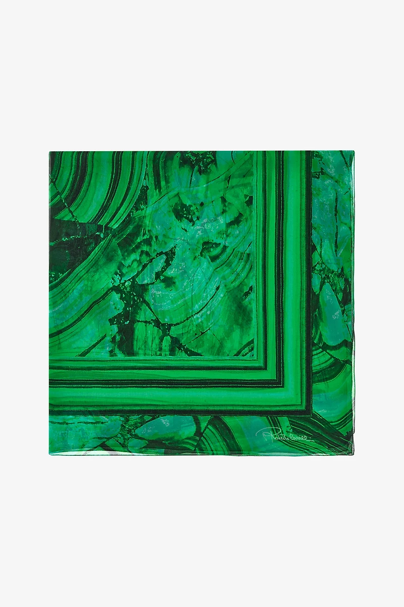 Silk Shawl with Malachite Print