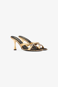 Sandals With Snake Print And Bejeweled