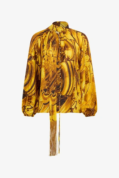 Tigereye Print Silk Shirt