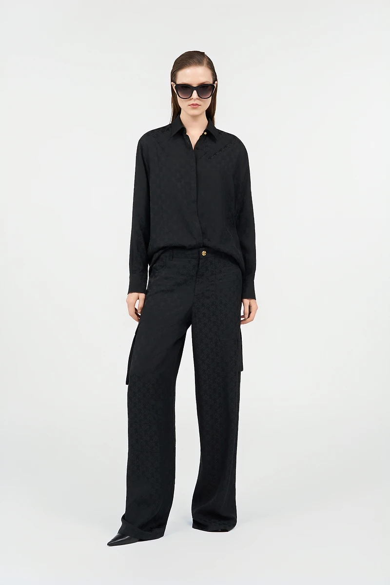 Silk Cargo Trousers with Monogram RC