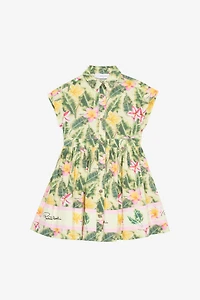 Dress With Leaf And Flower Print