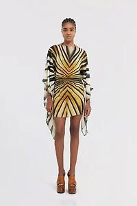 Ray Of Gold Print Kaftan Dress Silk