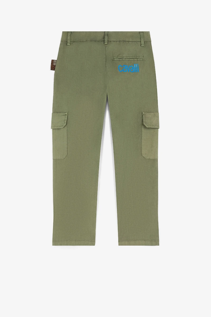 Logo-Print Cotton Cargo Trousers