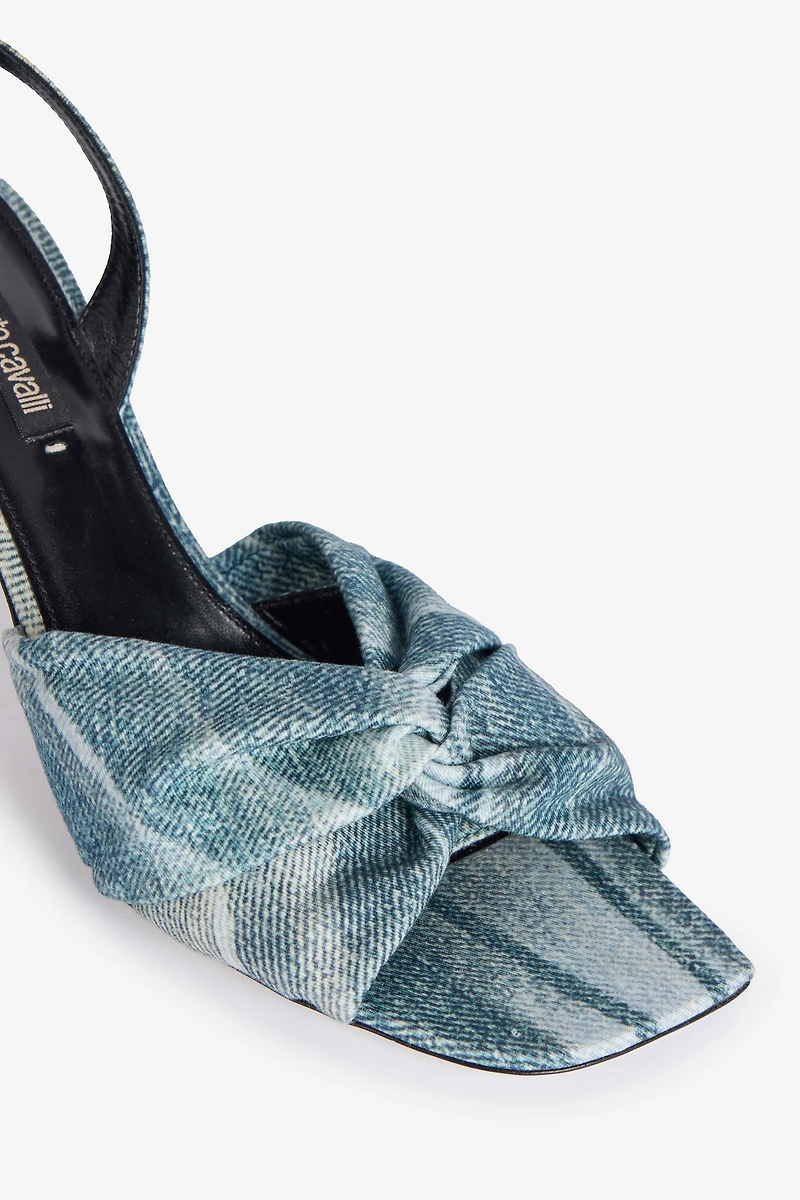 Denim-Effect Slingback Sandals