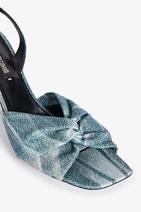 Denim-Effect Slingback Sandals