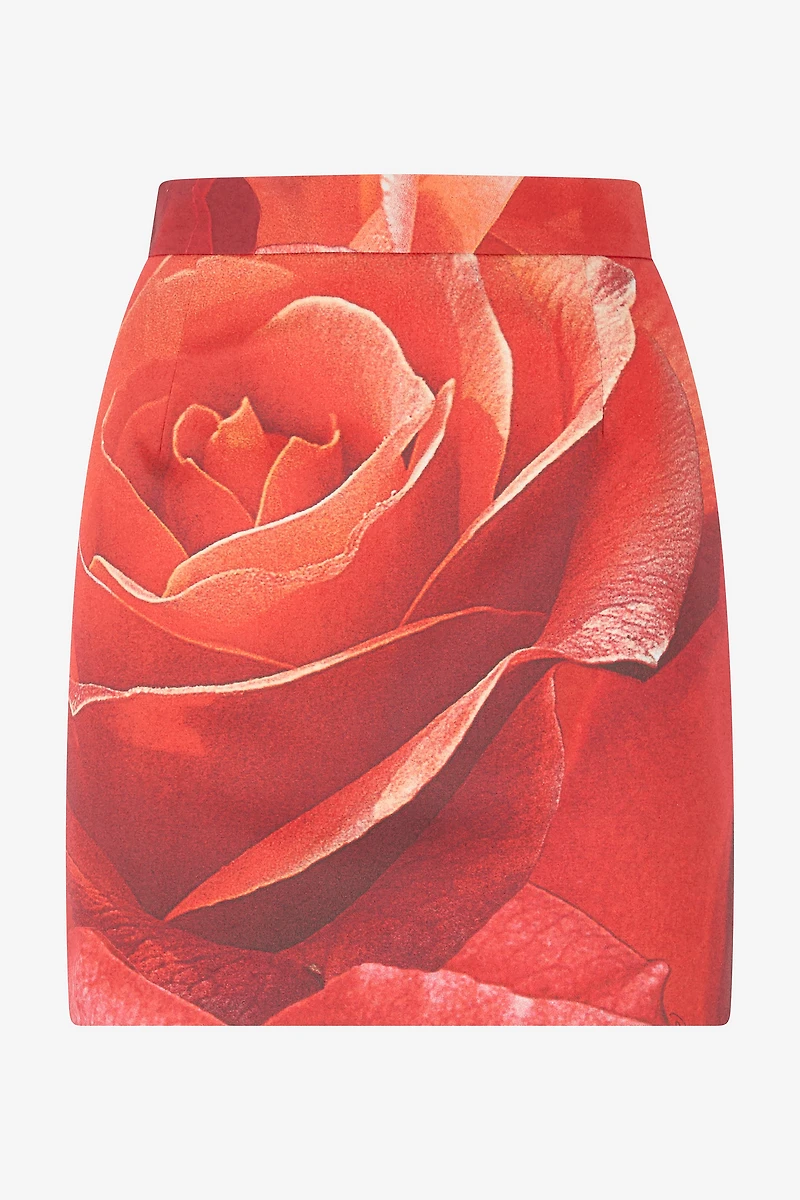 Miniskirt With Rose Print