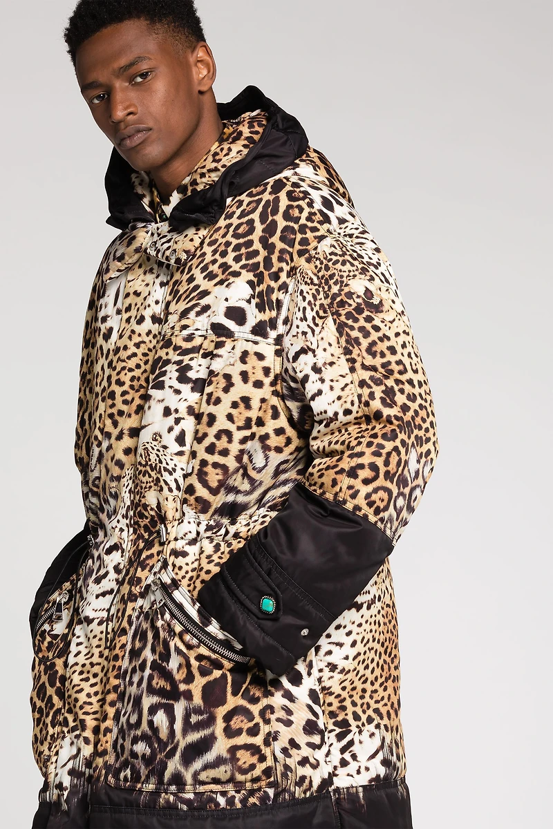 Leopard-Print Padded Coat