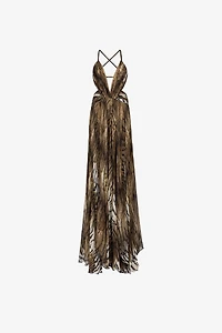 Tiger-Print Silk Maxi Dress