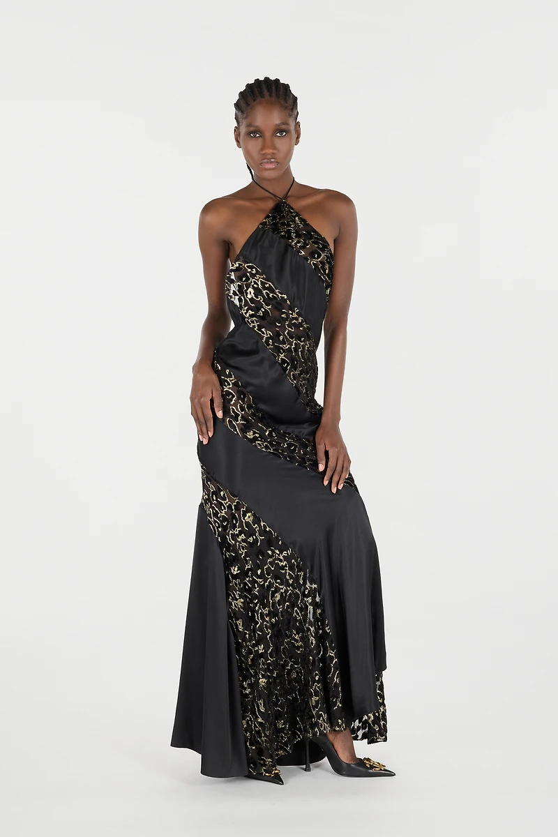 Long See-Through Dress With Leopard Print Pattern