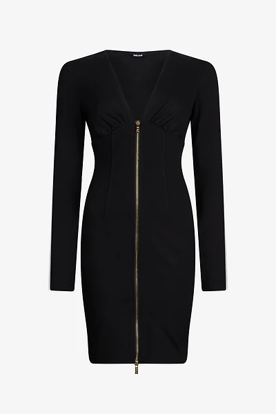 Black Mini Dress With Front Zip
