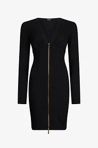 Black Mini Dress With Front Zip