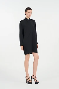 Silk Mini Shirt Dress with Monogram RC