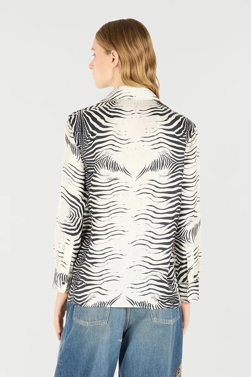 Zebra-Print Silk Shirt