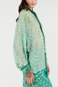 Silk-Blend Blouse With Radiant Pattern