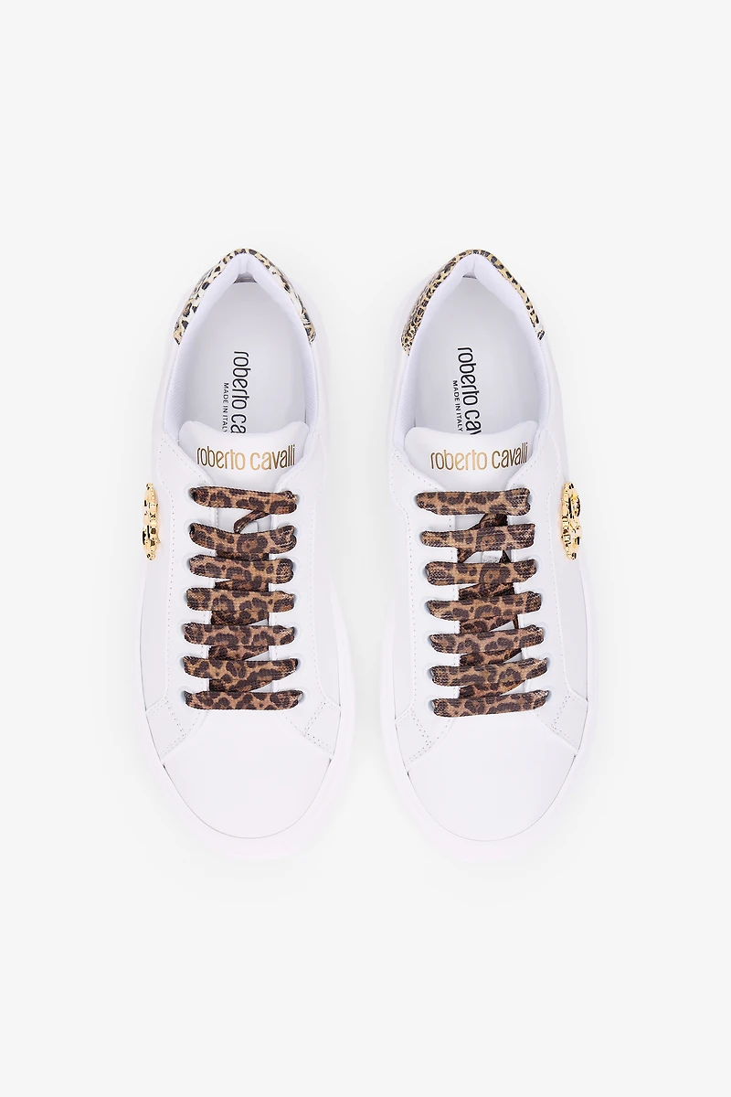 White Sneaker With Leopard Print And RC Monogram